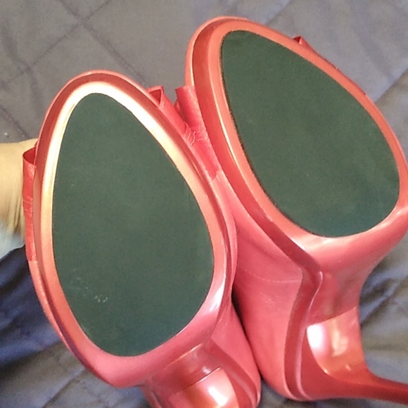 Carlos Santana Red Prestige Peep Toe Heels 9 M - Picture 7 of 9